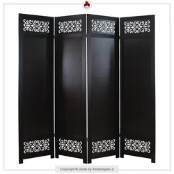 پارتیشن متحرک | طرح اسلیمی |مدل چهار پل | یکرو | رنگ قهوه ای تیره