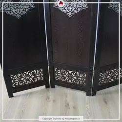 پارتیشن متحرک | طرح اسلیمی |مدل چهار پل | یکرو | رنگ قهوه ای تیره