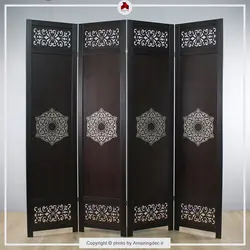 پارتیشن متحرک | طرح اسلیمی |مدل چهار پل | یکرو | رنگ قهوه ای تیره