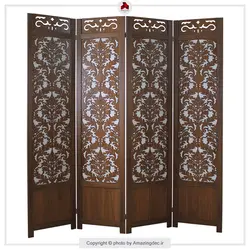 پارتیشن متحرک منزل | طرح داماسک | رنگ گردویی - سفید