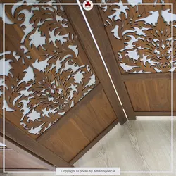 پارتیشن متحرک منزل | طرح داماسک | رنگ گردویی - سفید