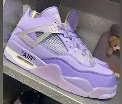 کتانی نایک جردن 4 آف وایت بنفش Nike jordan 4 off-white purple