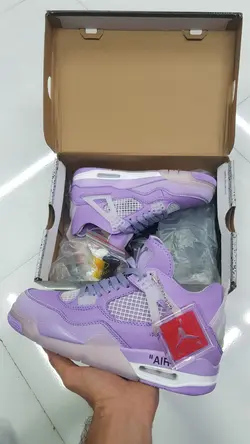 کتانی نایک جردن 4 آف وایت بنفش Nike jordan 4 off-white purple