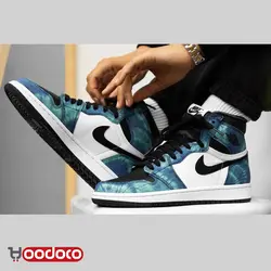 نایک ایر جردن ۱ ساقدار تای دای آبی نفتی Nike air Jordan 1 high tie dye blue