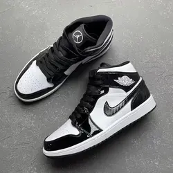 نایک ایر جردن ۱ ساقدار کاربن فیبر مشکی سفید ورنی Nike air jordan 1 carbon fiber