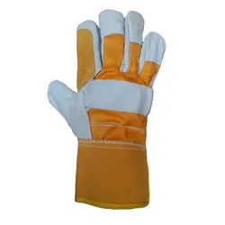 دستکش کار چرمی کف دوبل طرح کره ساق متوسط - ابزاری ها
