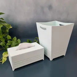 ست سطل زباله و جا دستمال کاغذی سبز روشن