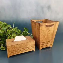 سطل و جا دستمال چوبی مدل افرا