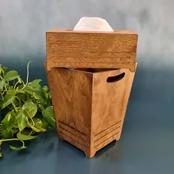 سطل و جا دستمال چوبی مدل افرا