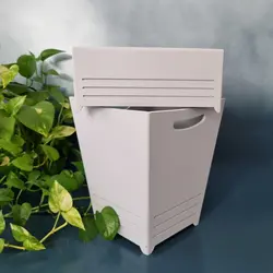 سطل و جا دستمال کاغذی چوبی سفید