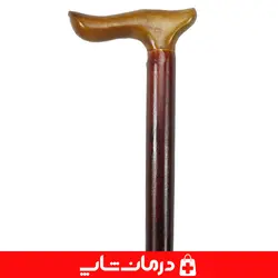عصا چوبی کد 08 عصا چوب سفید ساده دسته گرکی