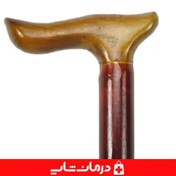 عصا چوبی کد 08 عصا چوب سفید ساده دسته گرکی