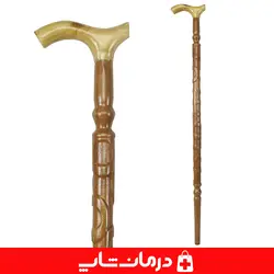 عصا چوبی سالمند چوب گردو عصای پیاده روی چوبی طرحدار طرح المپیک