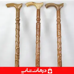 عصا چوبی سالمند چوب گردو عصای پیاده روی چوبی طرحدار طرح المپیک