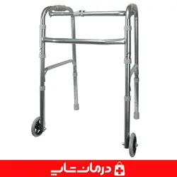 واکر تاشو حلزونی چرخ دار فلزی قابل تنظیم ارتفاع واکر چرخدار