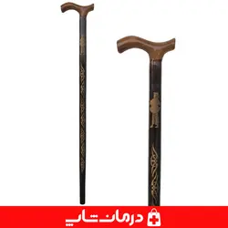 عصای چوبی طرح دار ارتفاع 93 سانت جنس چوب سفید عصا چوبی کد 22