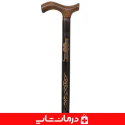 عصای چوبی طرح دار ارتفاع 93 سانت جنس چوب سفید عصا چوبی کد 22