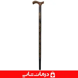 عصای چوبی طرح دار ارتفاع 93 سانت جنس چوب سفید عصا چوبی کد 22