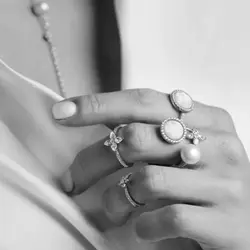 انگشتر صدف سفید نقره R1300