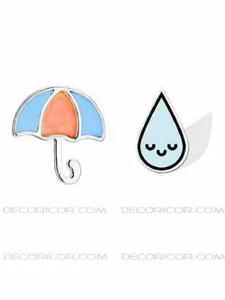 گوشواره نقره نامتقارن قطره و چتر E804