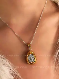 گردنبند نوزاد و تخم مرغ نقره با زنجیر N551