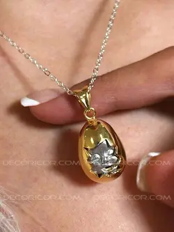 گردنبند نوزاد و تخم مرغ نقره با زنجیر N551