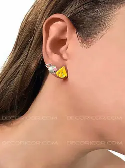 گوشواره نقره نامتقارن موشی و پنیر E806