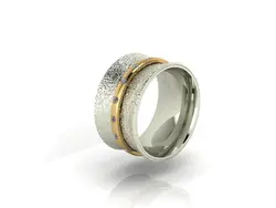 انگشتر اسپرت نقره کمربند دار طلایی RP1021