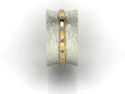 انگشتر اسپرت نقره کمربند دار طلایی RP1021