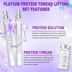 ست لیفتینگ نخ پلاتینیوم ADAD، نخ های کلاژن قابل جذب برای لیفت صورت، نخ پروتئین محلول و ترکیب اسانس طلا، سرم کلاژن معکوس برای صورت زنانه