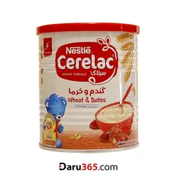 سرلاک گندم و خرما به همراه شیر نستله مناسب کودکان از پایان 6 ماهگی 400 گرم