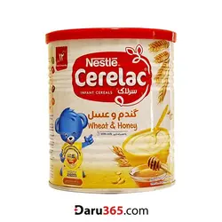 سرلاک گندم و عسل به همراه شیر نستله مناسب کودکان از پایان 12 ماهگی 400 گرم