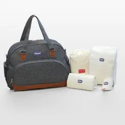 ساک لوازم چیکو نما چرم طوسی تیره