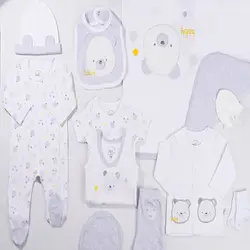 ست جعبه ای ۱۳ تیکه نیلی طرح خرس زرد