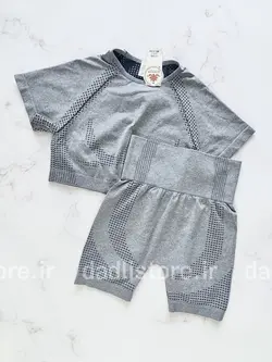 ست کراپ آستین دار و شورتک سیملس ورزشی