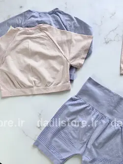 ست کراپ آستین دار و شورتک سیملس ورزشی