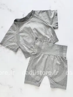 ست کراپ آستین دار و شورتک سیملس ورزشی