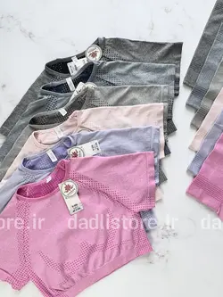 ست کراپ آستین دار و شورتک سیملس ورزشی