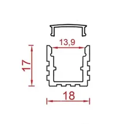 پروفیل لاین نوری توکار بدون لبه کد NB221