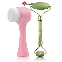 ست فیس براش و جیدرولرJade Roller Massager and Face Brush