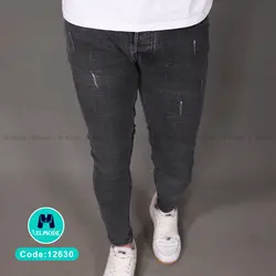 شلوار عمده جین (لی) جذب مردانه رنگ ذغالی کد 12630