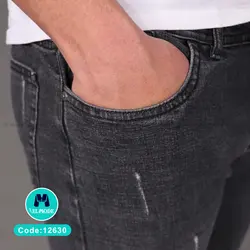 شلوار عمده جین (لی) جذب مردانه رنگ ذغالی کد 12630