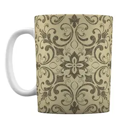 ماگ سرامیکی طرح هنری نقش روشن گل های برجسته