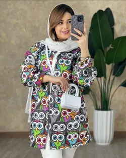 مانتو زنانه طرح جغد جنس داکرون pardis