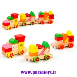 اسباب بازی چوبی قطار اشکال هندسی