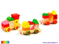 اسباب بازی چوبی قطار اشکال هندسی