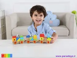 اسباب بازی چوبی قطار اشکال هندسی