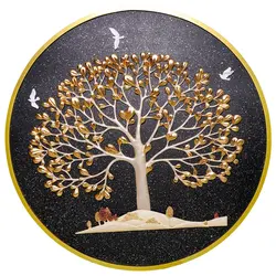 تابلو رزین سانساهوم مدل درخت شاه بلوط طلایی گرد کد DE8122GB
