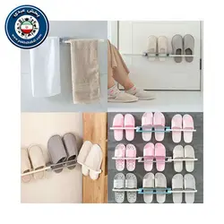 نگهدارنده دمپایی دیواری 3 تایی تاشو
