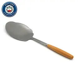 کفگیر استیل دسته چوبی
